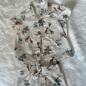 Carter's White Short-Sleeve Giraffe Print Matching Set